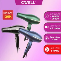 Máy Sấy Tóc Cwell Công Suất Lớn 1800w 2500w, Sấy 2 Chiều Nóng Lạnh, Thiết Kế 6 Chế độ Sấy ánh Sáng Xanh Giảm Khô Xơ Tóc, Dùng Tại Nhà Và Cho Salon Tóc Cho Nam & Nữ C03hd