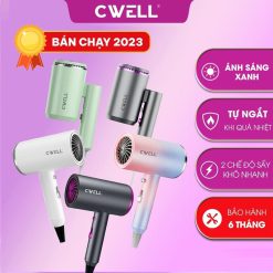 Máy Sấy Tóc Mini Cwell 4 Mùa Nâng Cấp 1200w, 2 Chế độ Sấy Nóng & Lạnh Kèm ánh Sáng Xanh, Giảm Khô Xơ Tóc Cho Nam & Nữ TẶng ĐẦu SẤy C02hd