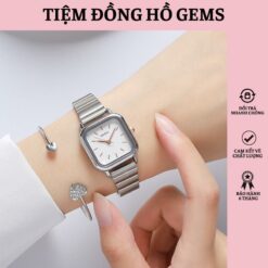 [gems] Đồng Hồ Nữ Naidu Dây Kim Loại Mặt Vuông Sang Trọng ĐỒng HỒ Gems Mẫu Mới 2023 Women Ong Watch