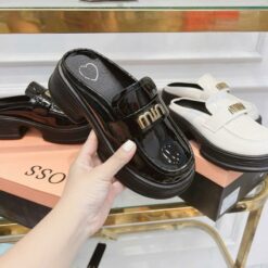 Giày Sục Nữ độn đé Khoá M.i.n Gót Cao 5cm Shoes Dép