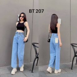 QuẦn SuÔng LƯng Cao,chẤt Jeans Cotton ,2 NÚt Ms 207 Nữ Pants Women Ong