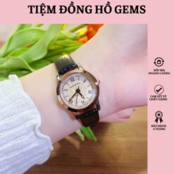 [gems] Tặng Vòng Tay + Đồng Hồ Nữ Doukou Mặt Kính Voát Kim Cương Dây Da Gems ĐỒng HỒ Size 24 Mẫu Mới Siêu Xinh 2023 Women Watch Đeo Tay