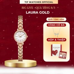 [2 Màu | TẶng VÒng Tay + CẮt DÂy] Đồng Hồ Đeo Tay Nữ Sang Trọng Laura Rose Tif Watches Đính Đá Phong Cách Hàn Quốc Sáng Da Women