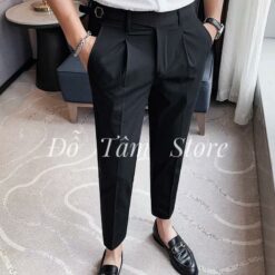 Quần Âu Nam Hàn Quốc Cạp Cao Có Đai Chỉnh Sidetab 1 Bên Menswear Pants