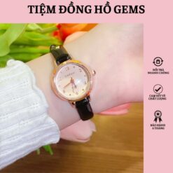 [gems] Tặng Vòng Tay + Đồng Hồ Nữ Barsh Dây Da Cao Cấp Mặt Tròn Xinh Size Nhỏ Mẫu Mới 2023 Women Watch Ong