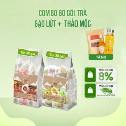 Combo 60 Gói Trà Gạo Lứt đậu đen Rang Tay + Trà Thảo Mộc Trái Cây