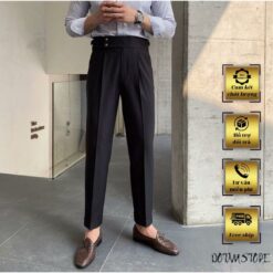 Quần Âu Nam Sidetab Cạp Cao 2 Khuy Phong Cách Hàn Quốc Menswear Pants