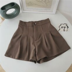 Quần Short ống Rộng Cạp Cao Dáng Váy Lưng Thun Pants Nữ Women