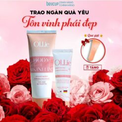 Combo Kem Tẩy Lông Ollie HƯƠng ĐÀo Và Kem Dưỡng Ollie Tặng Que Gạt Kt001