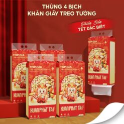 (tết) Thùng 4 Bịch Khăn Giấy Rút Cao Cấp Treo Tường Topgia Phiên Bản đặc Biệt (2 Móc Treo Tường) Giấy Ăn Khăn Giấy Phòng Khách