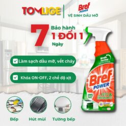 Chai Xịt Vệ Sinh Dầu Mỡ Nhà Bếp Bref Power Fett & Eingebranntes 750ml, Tomlige Làm Sạch