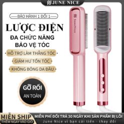 Lược điện Thẳng Tóc June Nice Màu Hồng, Màn Hình Hiển Thị Nhiệt độ đèn Led điều Chỉnh Nhiệt độ Thoả Thích, đầu Dây điện Duỗi Tóc Uốn Tóc Máy Uốn Tóc