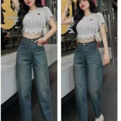 ( 6 Size) QuẦn Baggy LƯng Cao, ChẤt Jeans DÀy MỀm , HÀng Qccc Ms 346 Nữ Women