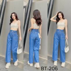 QuẦn SuÔng LƯng Cao Ống RỘng VỪa Ms 206 Nữ Pants Jean Denim