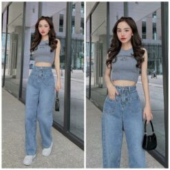 QuẦn SuÔng NỮ, SuÔng MẪu MỚi CÓ 2 TÚi TrƯỚc, LƯng Cao ChẤt Jeans Cotton. Ms236 237 Pants Denim