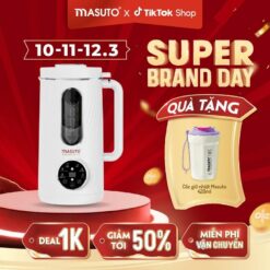 Máy Làm Sữa Hạt Thủy Tinh Masuto Bestseller Mslovemax Inox 304 Kết Hợp Thủy Tinh Cường Lực, Dung Tích Cực đại 1.200ml Nấu Nhiều Hơn, Chống Trào Tốt Hơn