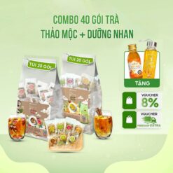 Combo 40 Gói Trà Thảo Mộc, Trà Dưỡng Nhan Tặng Bình Nước Và Mật Ong