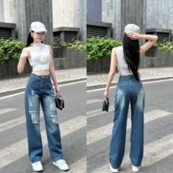 ( NẤm LÙn SuÔng 96 Cm) QuẦn Jeans SuÔng, QuẦn BÒ SuÔng RÁch ThỜi Trang HÀng Qccc MẪu MỚi Ms 398 399 Nữ Women