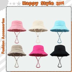 Mũ Bucket Tua Rua Trơn Fashion Nón Tai Bèo Vành Rộng Kèm Dây Basic Chống Nắng Form Unisex Nam Nữ N158