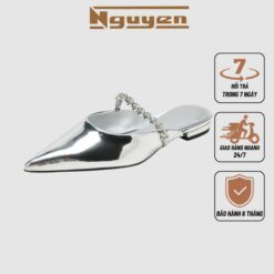 Giày Dép Nữ Sục Bệt đế Cao 2cm Trang Trí Quai Ngang đính đá Nguyễn Gia N122 Dép Shoes Women