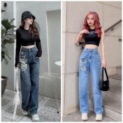 QuẦn SuÔng RÁch 1 BÊn CÓ LỚp LÓt, SuÔng MẪu MỚi CÓ Size ( 40 69 Kg) , Ms 353 /354 Pants Nữ Jean Denim