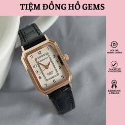 [gems] Đồng Hồ Nữ Size Nhỏ Đeo Tay Mặt Hình Chữ Nhật ĐỒng HỒ Gems Phong Cách Trẻ Hàn Quốc Women Watch