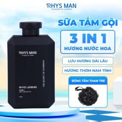 [mua 1 Tặng 1 Bông Tắm Than Tre] Sữa Tắm Gội Nam Rhys Man Hương Nước Hoa 3in1 Rhys Legend 350ml Dưỡng Thể