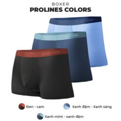 Boxerman Combo 3 Quần Boxer Nam Prolines Color, Quần Sịp Lụa Băng Phối Màu đai Lưng