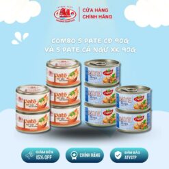 Combo 5 Pate Cột đèn 90g Và 5 Pate Cá Ngừ Xông Khói 90g Halong Canfoco