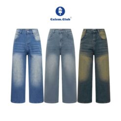 Calem Club Quần Jean Dài Suông 2024 ống Rộng Cạp Cao Form Unisex Pants