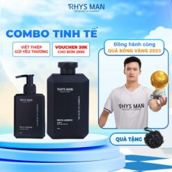 [mua 1 TẶng 2] Combo Tinh Tế Rhysman Sữa Tắm Gội Hương Nước Hoa Cao Cấp 350ml & Gel Vệ Sinh Nam 100ml | Tặng : 1 Set Hộp & Túi Và 1 Bông Tắm Than Tre