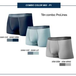 Boxerman Combo 3 Quần Boxer Nam Prolines Cao Cấp, Quần Sịp Lụa Băng Phối Màu đai Lưng (sao Chép)