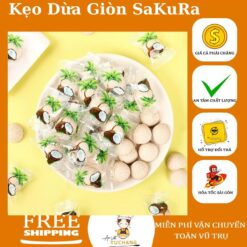 Kẹo Dừa Nhai Giòn Sakura Nhật Thơm Ngon Gói 200gr Ăn Vặt Yuchang Snack