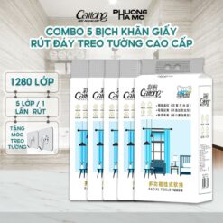 Caitong Combo 5 Bịch Giấy Rút Treo Tường Caitong Cao Cấp 5 Lớp 1280 Tờ/ Thùng 5 Gói Giấy Ăn Giấy Vệ Sinh Rút An Toàn Lành Tính( Tặng Móc Treo Tường ) Giấy Vệ Sinh Khăn Giấy Nội địa Cao Cấp.