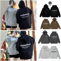 Áo Khoác Hoodie Zip In Chữ Cinddy Brand Since Tag Cao Su Nam Nữ Ki012 (sao Chép)