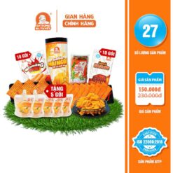 Combo PhÂn Chia ThiÊn HẠ Gồm : 1 Hũ Snack Đùi Gà Rong Biển 1 Hũ Bimbim Mái Ngói 10 Gói Snack Nem Nướng Phên 10 Gói Sanck Bò Kobe + 3 Gói đùi Gà Phô Mai Ngô Đồ Ăn Vặt Việt Nam