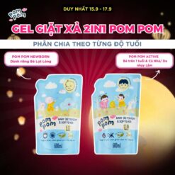 [pom Pom] Nước Giặt Xả Dạng Gel Siêu Đậm Đặc 2in1 Pompom Newborn Cho Bé Sơ Sinh Lọt Lòng Và Active Cho Cả Nhà Túi 600ml Dùng Thử