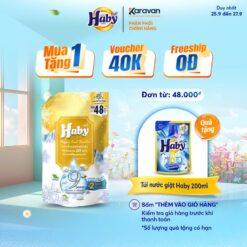 [mua 1 Tặng 1] Nước Xả Vải Haby Hương Thơm Tươi Mát Túi 540ml