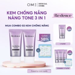 Kem Chống Nắng Nâng Tông Dưỡng Da Cho Mặt 3 Trong 1 Spf 50+ Pa ++++ Re:dence Tone Blurring Sun Cream 50ml | Skincare Chăm Sóc Da Mặt Làm Đẹp Da Trắng Da