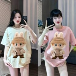 Áo Thun Nam Nữ Labubu Luxa Áo Phông Unisex Form Rộng Top Cổ Tròn Women