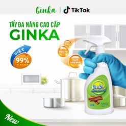 Tẩy đa Năng Cao Cấp Ginka Hương Quế Tẩy Cặn Canxi, Tẩy Dầu Mỡ, Làm Sạch Vòi Inox, Sạch Vết Bẩn Trên Kính, Gương, Gạch Men