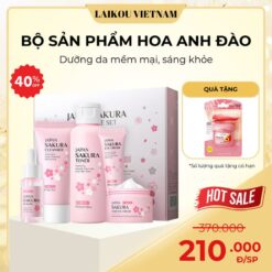 Bộ Laikou Skincare Hoa Anh Đào Nhật Bản Set Đóng Hộp 6 Sản Phẩm: Sữa Rửa Mặt, Toner, Serum, Kem Mắt, Lotion Và Kem Dưỡng Phù Hợp Với Mọi Loại Da Nữ Son Làm Đẹp Da