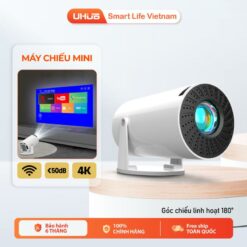 Máy Chiếu Mini Uhub Xoay Tự Do 180 độ, độ Phân Giải Cực Chuẩn Hd Android 11.0 Wifi Kết Nối, Cổng Kết Nối Tiện Dụng Xem Phim, Trình Chiếu Cực Nét, độ ổn Thấp, Bảo Hành 1 đổi 1 Trong 6 Tháng Projector