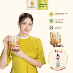 Combo 2 Hộp Trà Gạo Lứt Plus Quê Việt ĐÔng TrÙng HẠ ThẢo + Tặng 1 Bình Nước Hộp 600g (20 Túi Lọc X 30g) Nước Trà Tea Chè