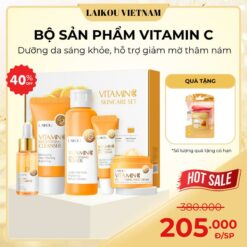 Laikou Bộ Sản Phẩm Vitaminc Set Hộp 5 Món Gồm Srm 50g, Toner 100ml, Serum 17ml, Kem Mắt 15g, Kem Dưỡng 25g Làm Đẹp Da Skincare Cho Bé