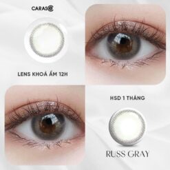 Kính áp Tròng Khoá ẩm 12h 1 Tháng Carase, Lens Cận Màu Xám Russ Gray (1 Chiếc)