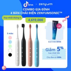 [chính Hãng] Combo Gia Đình 4 Bàn Chải Điện Zenyum Kèm Sạc Không Dây Phối Màu