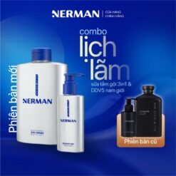 Combo Lịch Lãm Nerman Sữa Tắm Gội Rửa Mặt Cho Nam 350ml & Dung Dịch Vệ Sinh Nam Giới 100ml Dưỡng Thể