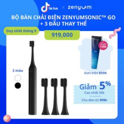 [chính Hãng] Bộ Bàn Chải Điện Zenyum Sonic Go Cơ Bản 1 Bàn Chải + 3 Đầu Thay Thế Đen/trắng