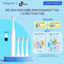 [chính Hãng] Bộ Bàn Chải Điện Zenyum Sonic Go Cơ Bản 1 Bàn Chải + 3 Đầu Thay Thế Đen/trắng